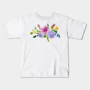 Floral Watercolor, Purple Renunculus Kids T-Shirt